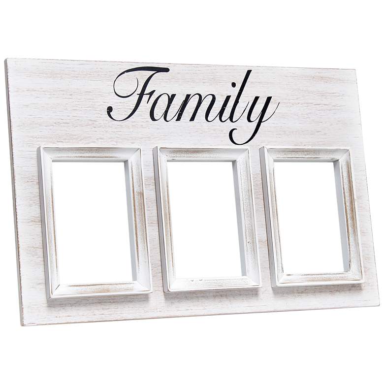 Image 1 Pixel White Wash Wood "Family" 4x6 Photo Frame