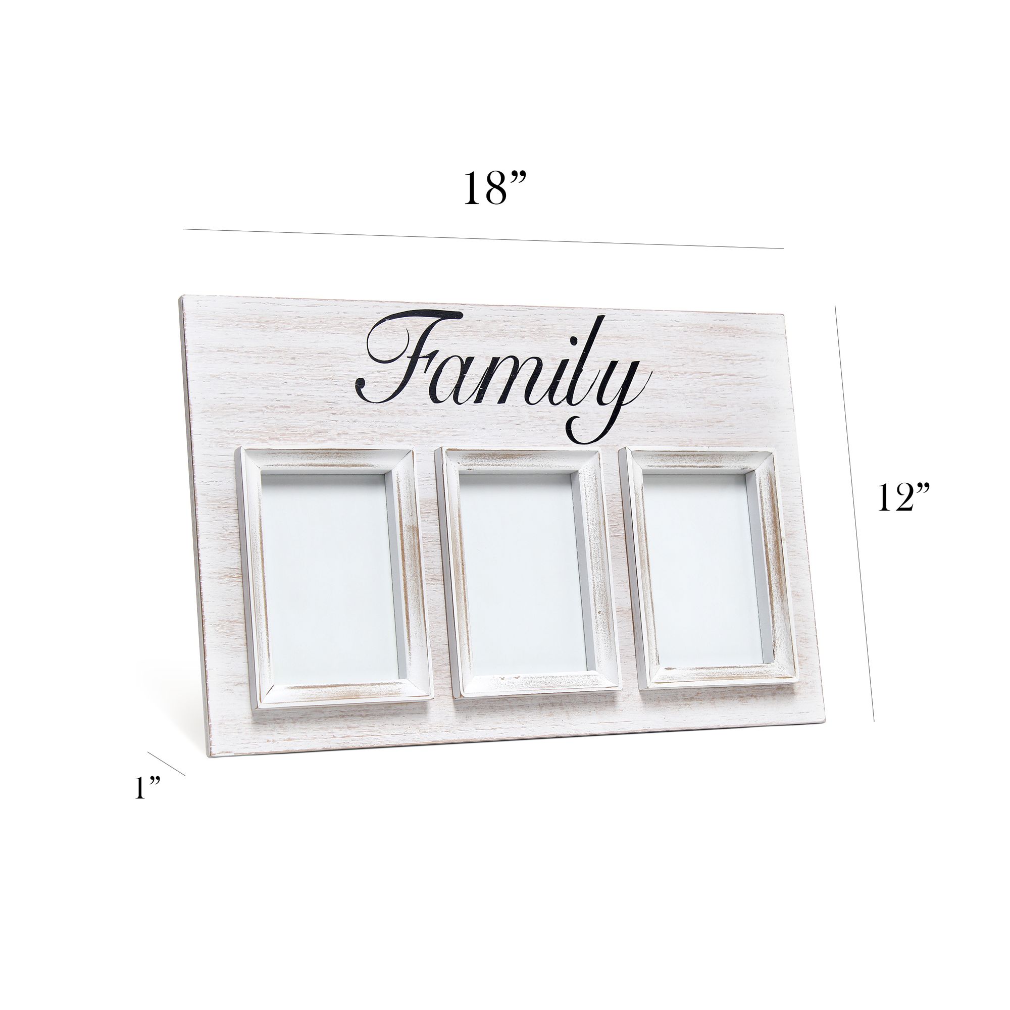 Pixel White Wash Wood "Family" 4x6 Photo Frame