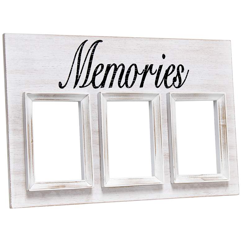 Image 1 Pixel White Wash Wood "Memories" 4x6 Photo Frame