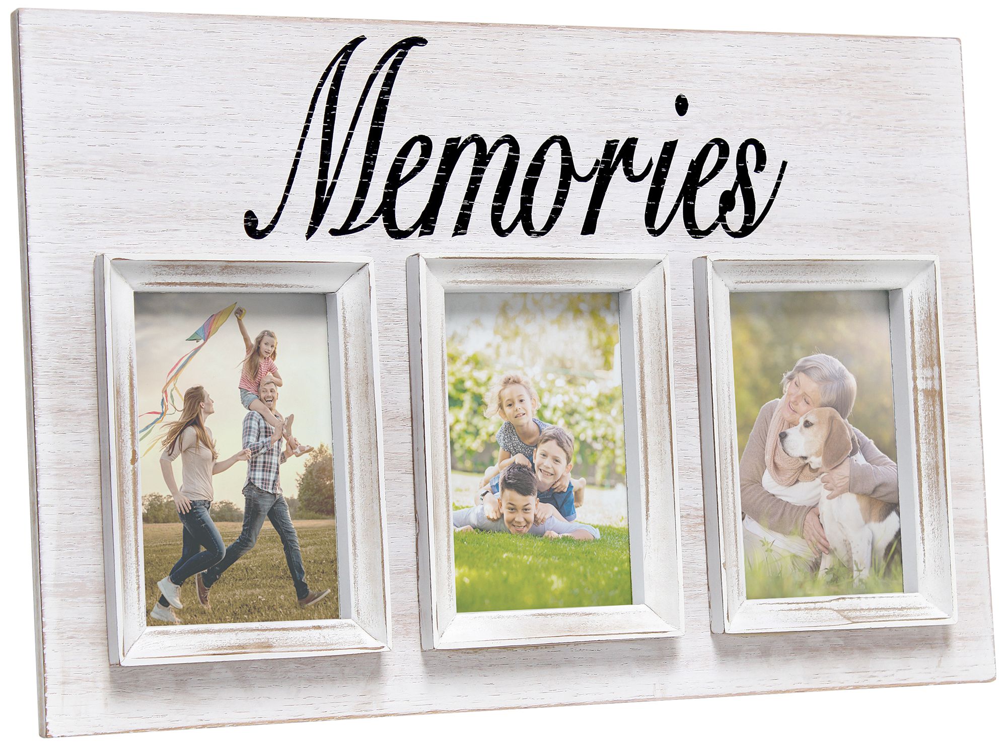 Pixel White Wash Wood "Memories" 4x6 Photo Frame