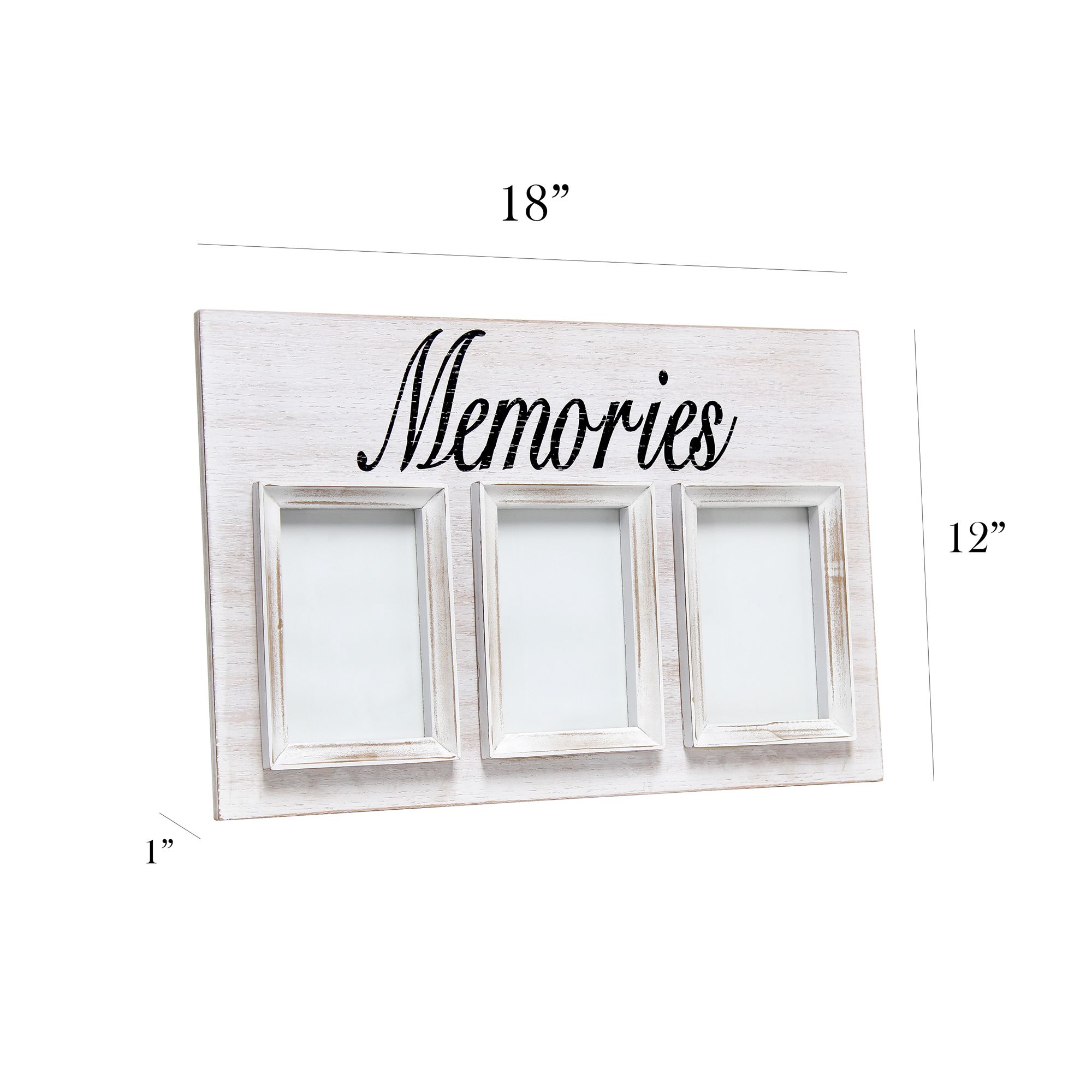 Pixel White Wash Wood "Memories" 4x6 Photo Frame