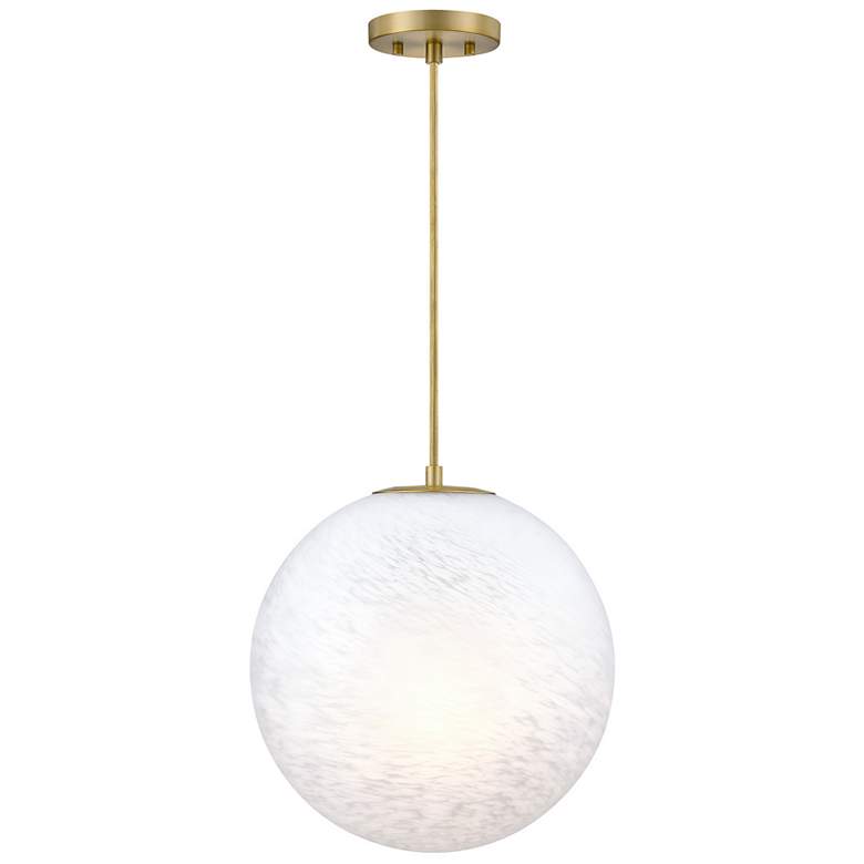 Image 1 Pixie 1Light 14"Brushed Gold Globe Pendant Light with Glass Shade