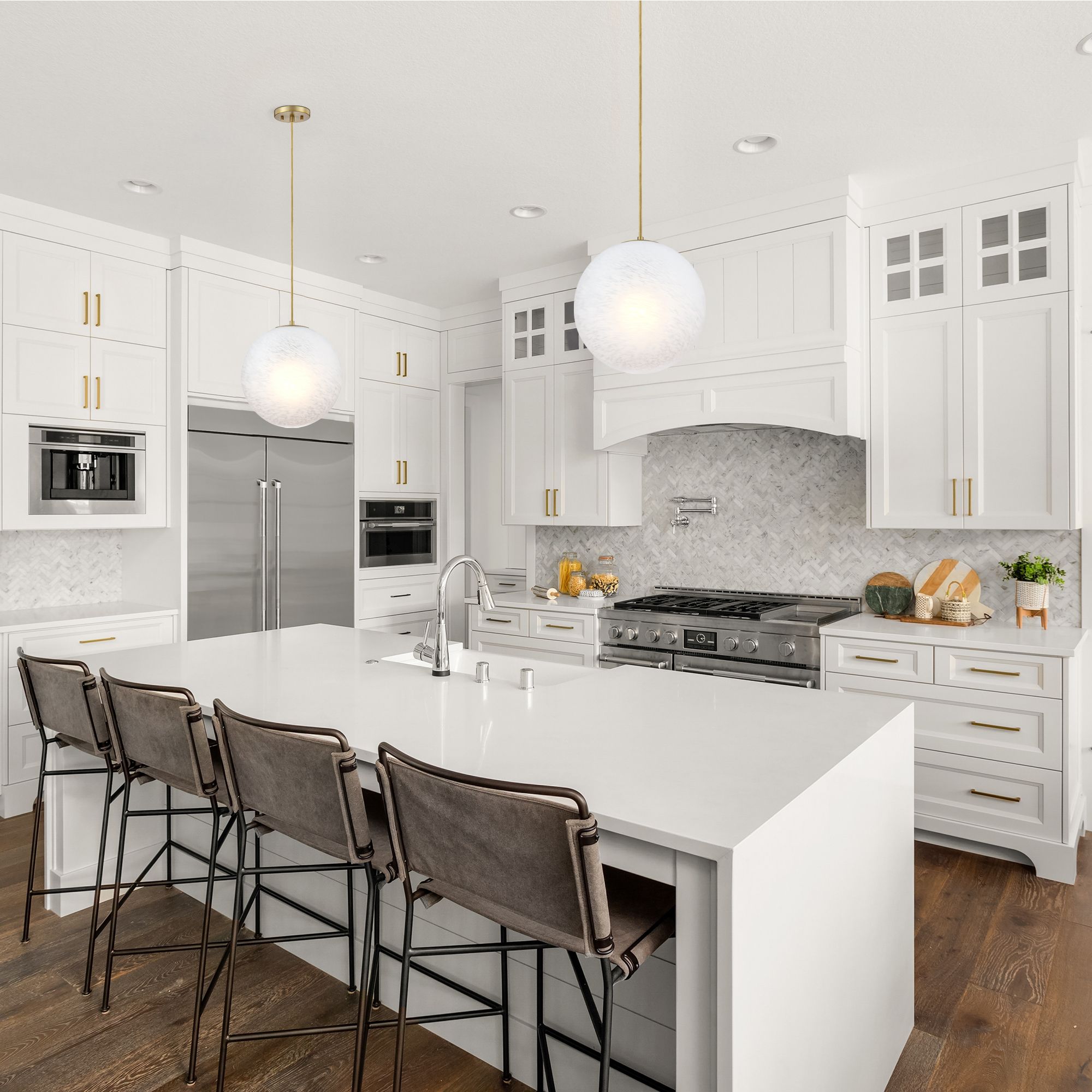 Pixie 1Light 14"Brushed Gold Globe Pendant Light with Glass Shade