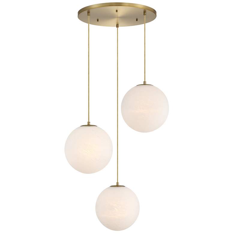 Image 1 Pixie 3-Light 12 in. Brushed Gold Modern Globe Chandelier for Entryways