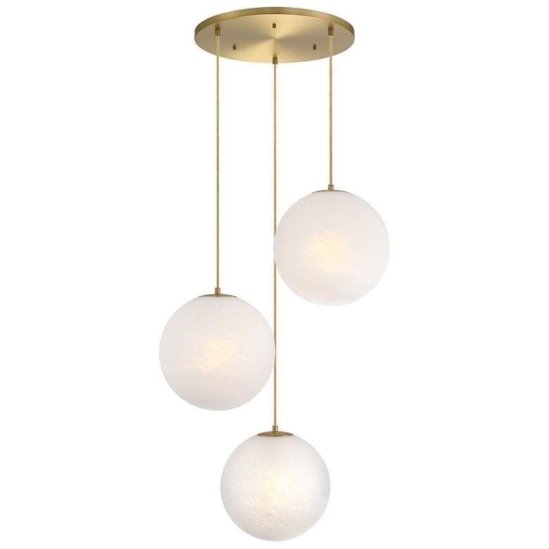 Image 1 Pixie 3-Light 14 in. Brushed Gold Modern Globe Chandelier for Entryways