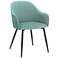 Pixie Dining Chair in Two Tone Teal Fabric and Black Metal Legs