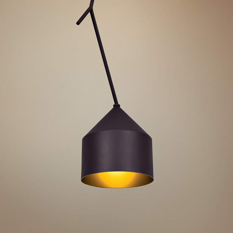 Image 1 Pizzazz 8 1/4" Wide Black and Gold LED Mini Pendant