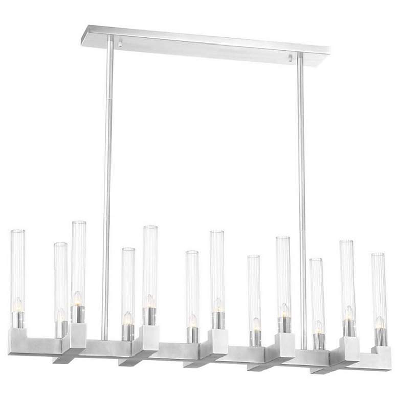 Image 1 Placid 12-Light 40 Inch Arm Styled Linear Polished Nickel Glass Chandelier