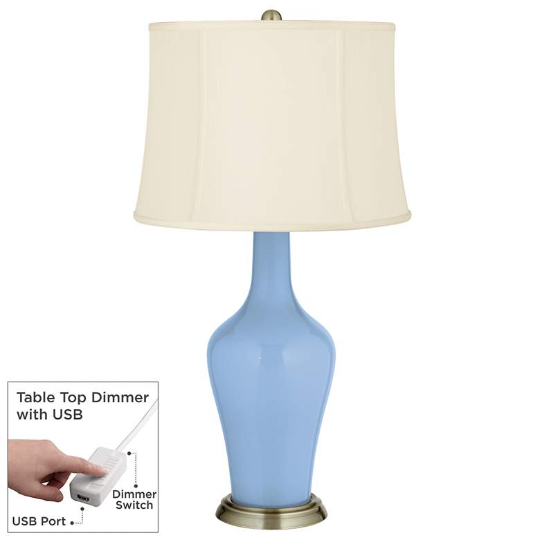 Image 1 Placid Blue Anya Table Lamp with Dimmer