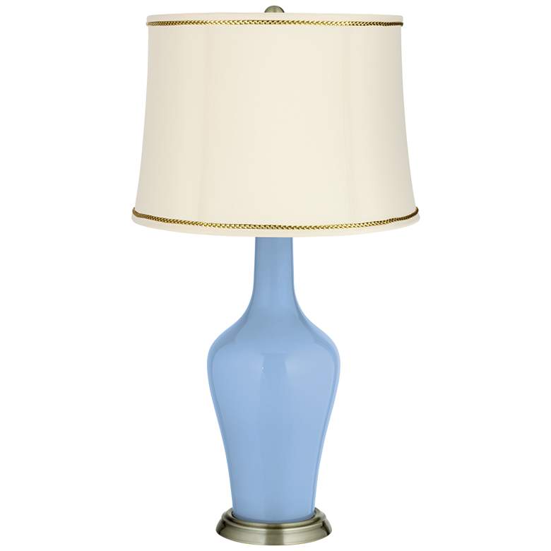 Image 1 Placid Blue Anya Table Lamp with President&#39;s Braid Trim