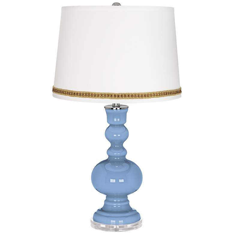 Image 1 Placid Blue Apothecary Table Lamp with Braid Trim