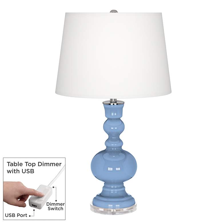 Image 1 Placid Blue Apothecary Table Lamp with Dimmer
