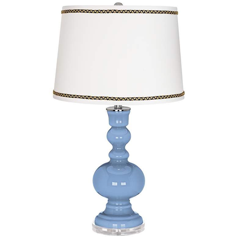 Image 1 Placid Blue Apothecary Table Lamp with Ric-Rac Trim