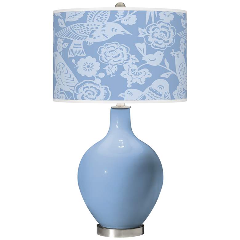 Image 1 Placid Blue Aviary Ovo Glass Table Lamp