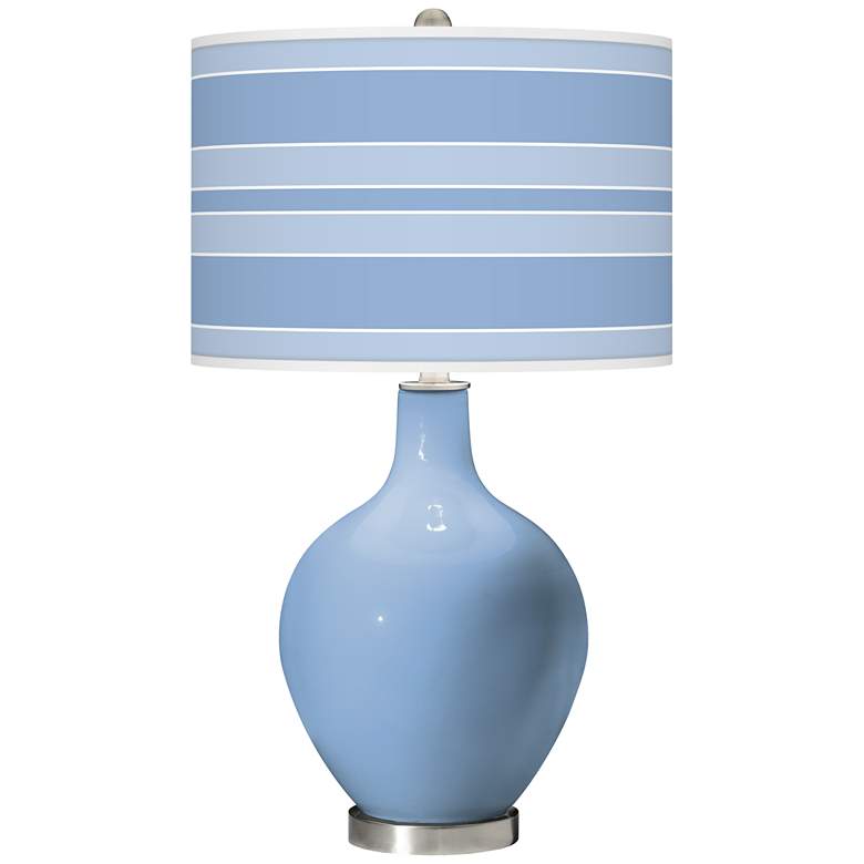 Image 1 Placid Blue Bold Stripe Ovo Glass Table Lamp