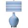 Placid Blue Bold Stripe Ovo Glass Table Lamp