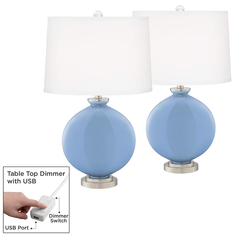 Image 1 Placid Blue Carrie Table Lamp Set of 2 with Dimmers