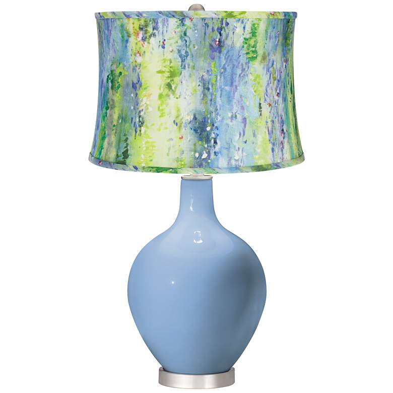 Image 1 Placid Blue Cool Watercolor Shade Ovo Table Lamp