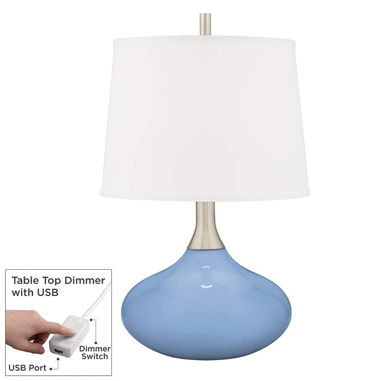 Image 1 Placid Blue Felix Modern Table Lamp with Table Top Dimmer