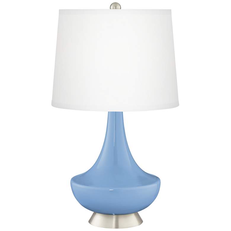 Image 2 Placid Blue Gillan Glass Table Lamp with Dimmer
