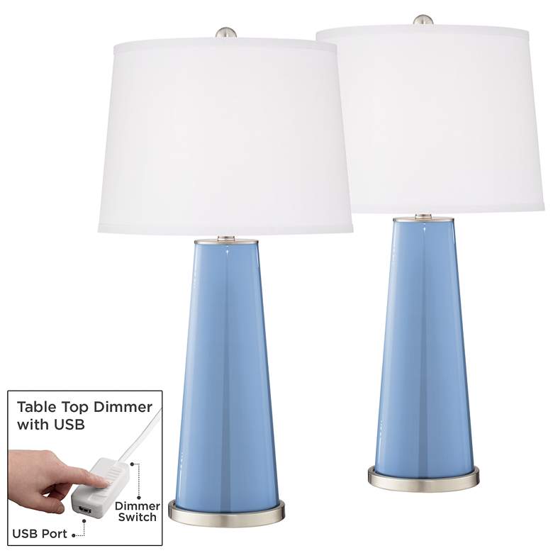 Image 1 Placid Blue Leo Table Lamp Set of 2 with Dimmers