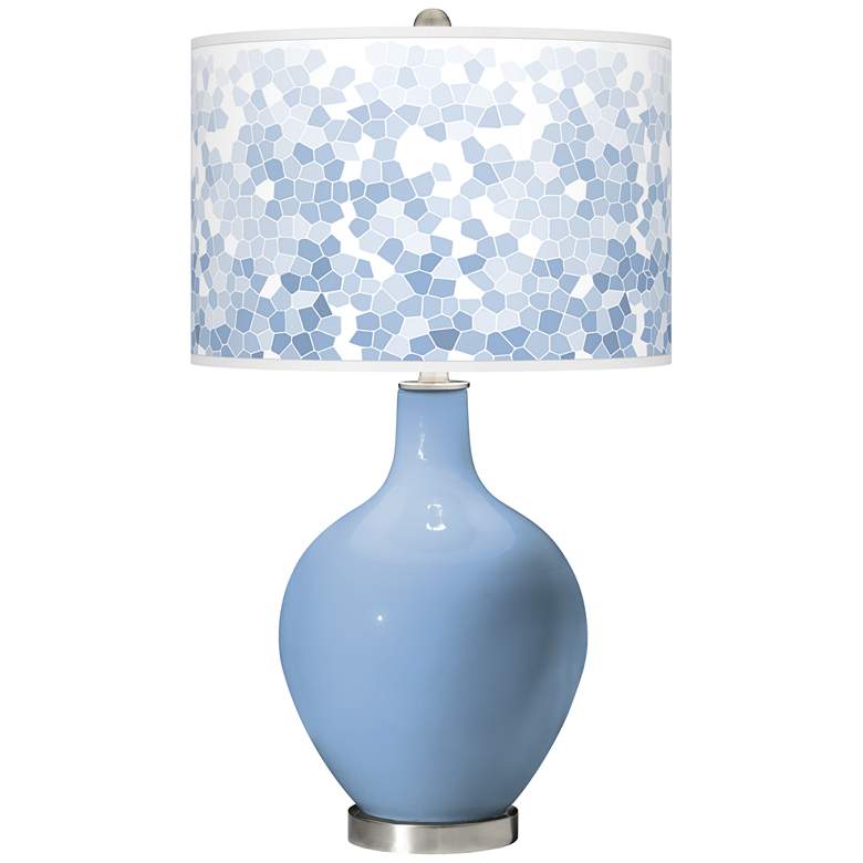 Image 1 Placid Blue Mosaic Giclee Ovo Table Lamp