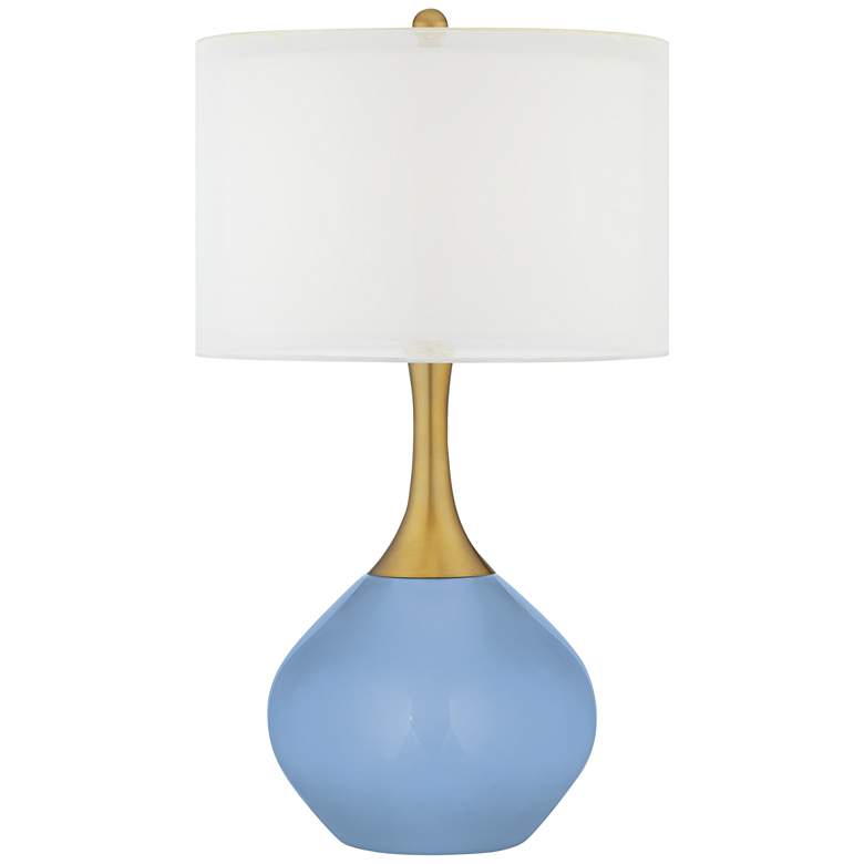 Image 1 Placid Blue Nickki Brass Modern Table Lamp