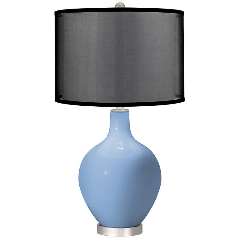 Image 1 Placid Blue Ovo Table Lamp with Organza Black Shade
