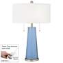 Placid Blue Peggy Glass Table Lamp With Dimmer