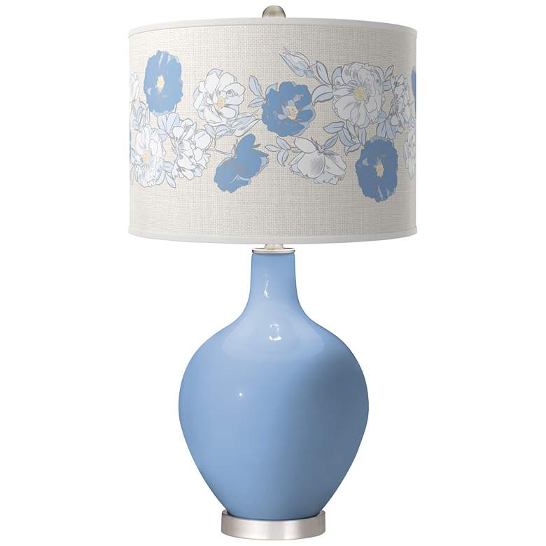 Image 1 Placid Blue Rose Bouquet Ovo Table Lamp