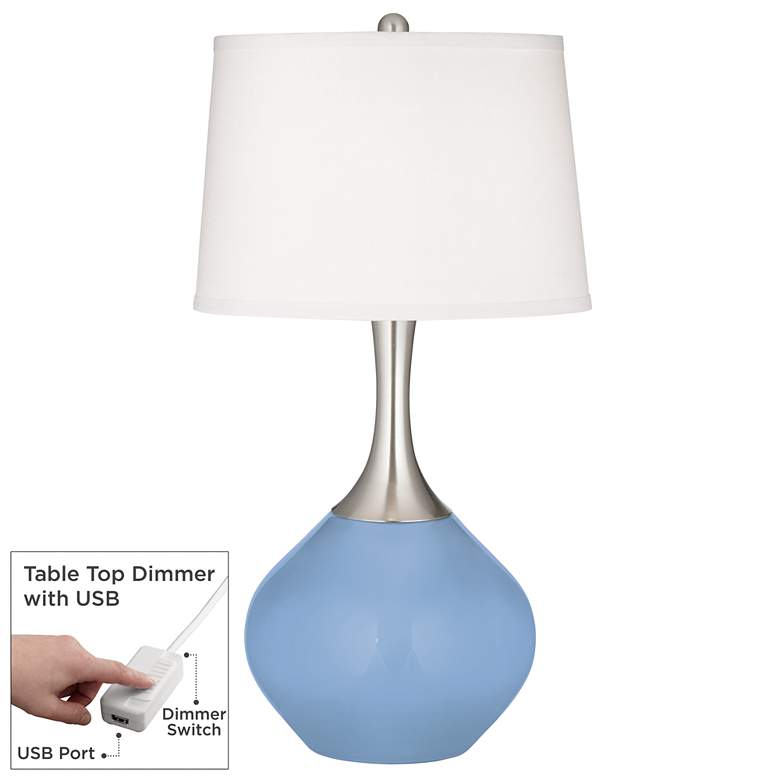 Image 1 Placid Blue Spencer Table Lamp with Dimmer