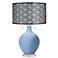Placid Blue Toby Table Lamp With Black Metal Shade