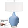 Placid Blue Toby Table Lamp with Dimmer