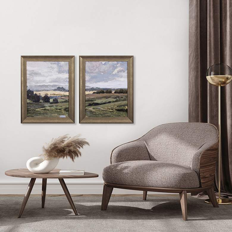 Image 2 Placid Countryside 23"W x 29"H Non-Glass Framed Art Set of 2 more views