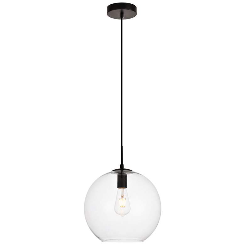 Image 2 Placido 11 3/4" Wide Black Mini Pendant with Clear Glass