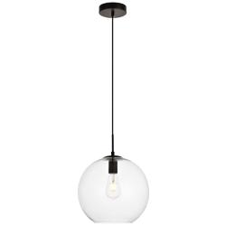 Placido 11 3/4" Wide Black Mini Pendant with Clear Glass