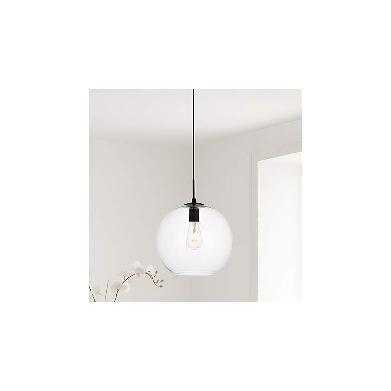 Image 1 Placido 11 3/4" Wide Black Mini Pendant with Clear Glass