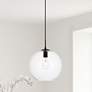 1_Placido 11 3/4" Wide Black Mini Pendant with Clear Glass