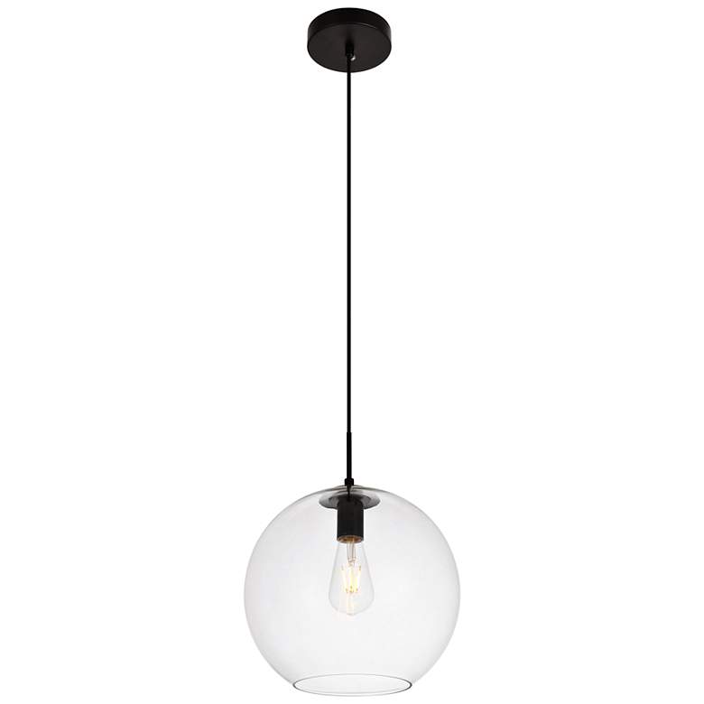 Image 4 Placido 11 3/4" Wide Black Mini Pendant with Clear Glass more views