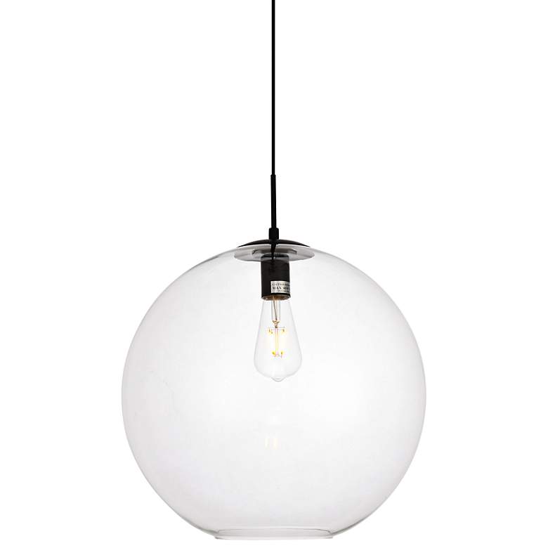 Image 3 Placido 15 3/4"W Black Pendant Light w/ Clear Glass Shade