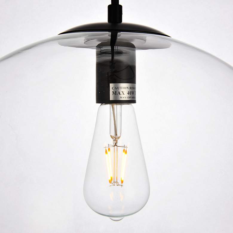Image 6 Placido 15 3/4"W Black Pendant Light w/ Clear Glass Shade more views