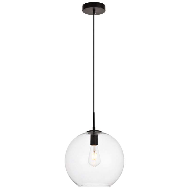 Image 1 Placido Collection Pendant D11.8 H11.4 Lt:1 Black And Clear Finish