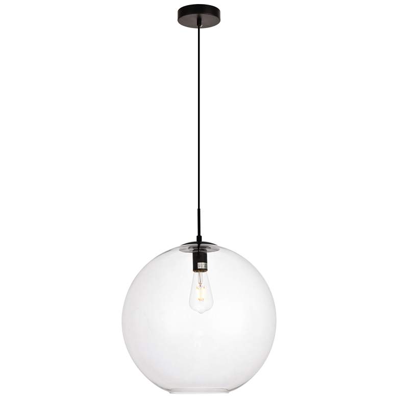 Image 1 Placido Collection Pendant D15.7 H16.5 Lt:1 Black And Clear Finish