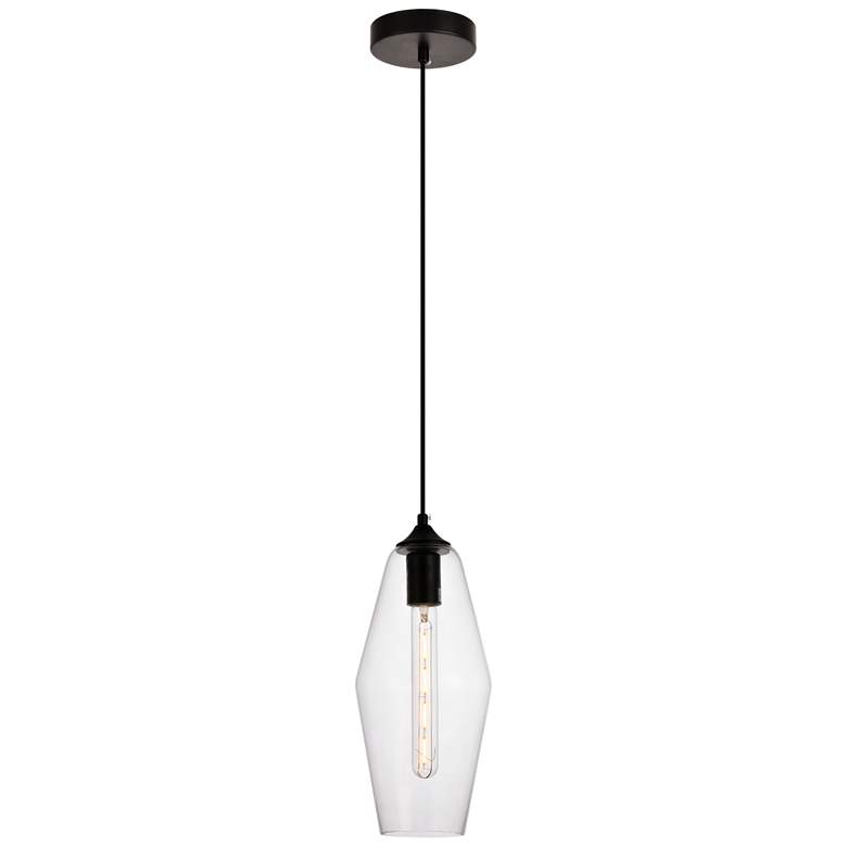 Image 1 Placido Collection Pendant D5.9 H14.2 Lt:1 Black And Clear Finish