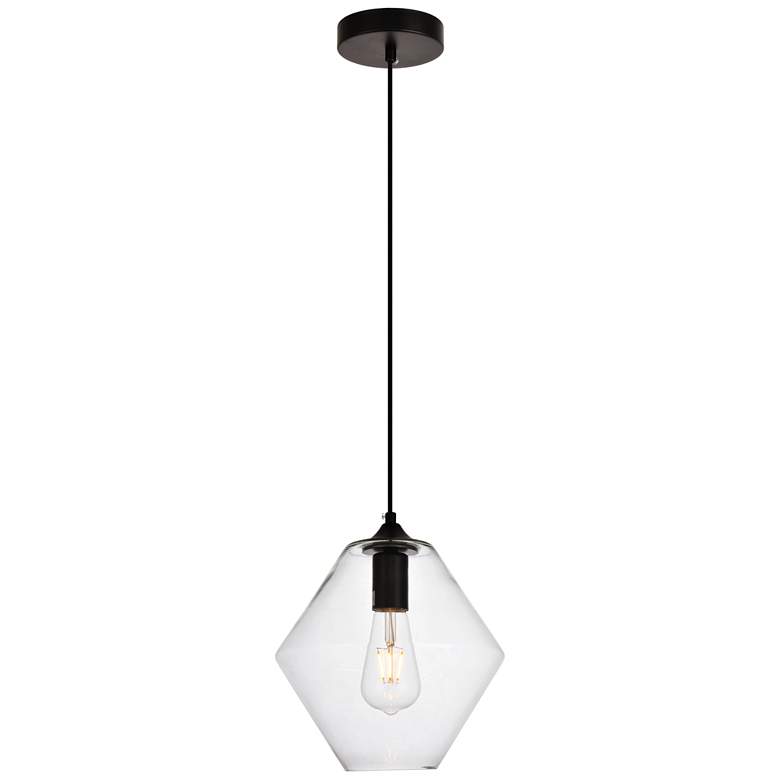 Image 1 Placido Collection Pendant D9.4 H10.8 Lt:1 Black And Clear Finish