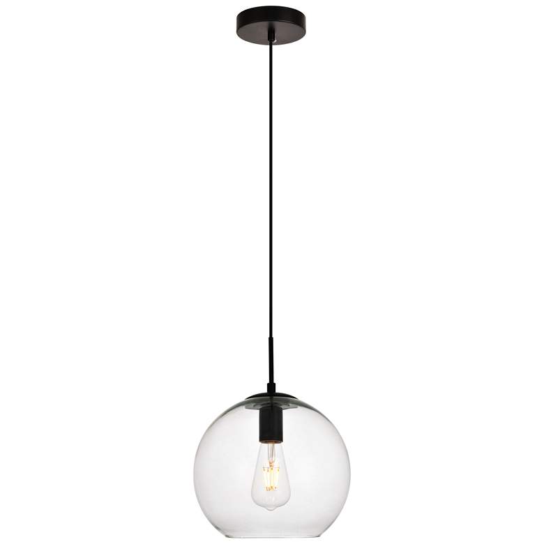 Image 1 Placido Collection Pendant D9.8 H9.8 Lt:1 Black And Clear Finish