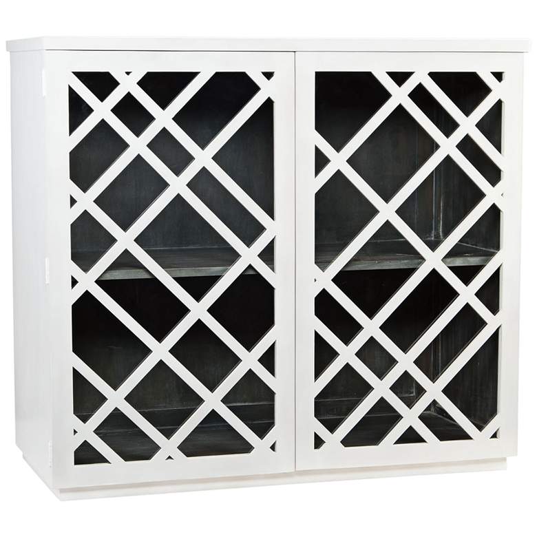Image 1 Plaid 50 inch Wide White Wood and Glass 2-Door Bar Cabinet