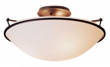 Plain 17.2" Wide Large Dark Smoke Semi-Flush With Opal Glass Shade