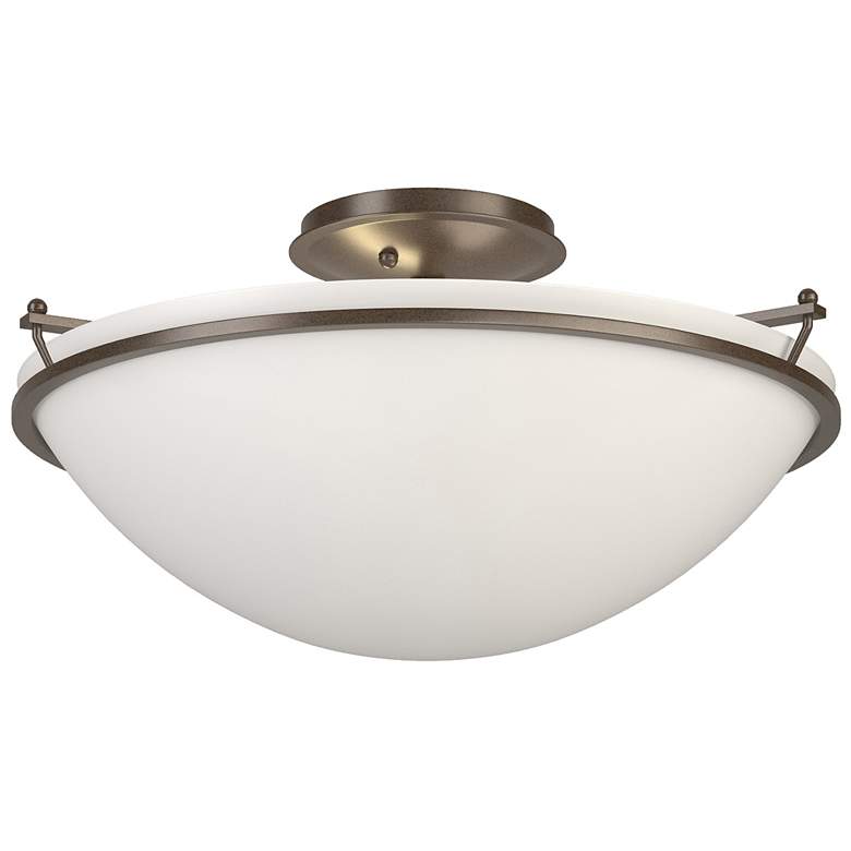 Image 1 Plain 17 1/4" Wide Bronze with Opal Glass Ceiling Light