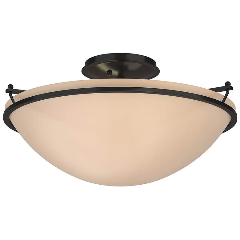 Image 1 Plain Large Semi-Flush - Black Finish - Sand Glass